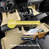 leather car floor mats for vw volkswagen t cross tcross 2019 2020 carpets rugs pads interior parts accessories