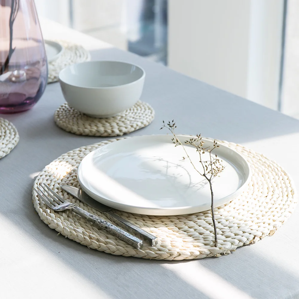 Японский плетеный коврик ручной работы из кукурузы круглый соломы и трикотажа