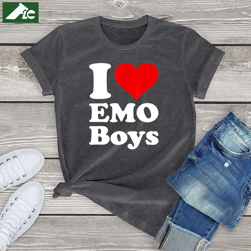 

100% cotton couple clothes I LOVE HEART EMO BOYS girls T Shirt Cotton men women's Tops Fashion Unisex Oversized Female T Shirt