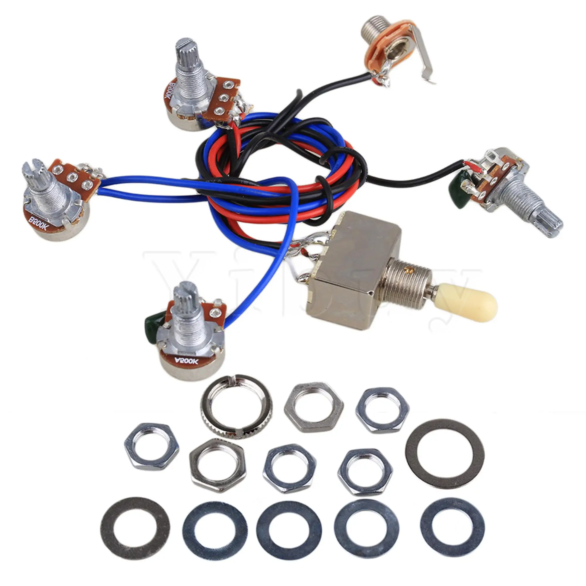 

Yibuy Wiring Harness Prewired 2 Volumes 2T2V for Electric Guitar