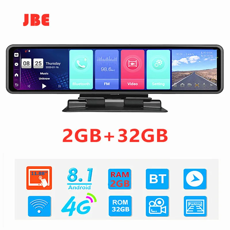 Автомобильный видеорегистратор зеркало 12 дюймов Android 8 1 1080P WiFi