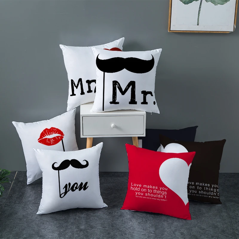 Чехол для подушки Fuwatacchi с надписью Mr Mrs на День Св. Валентина Подарочный чехол