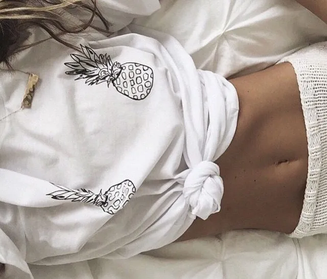 Женская белая футболка с принтом ананаса новая стереоскопическая 3D Свободная