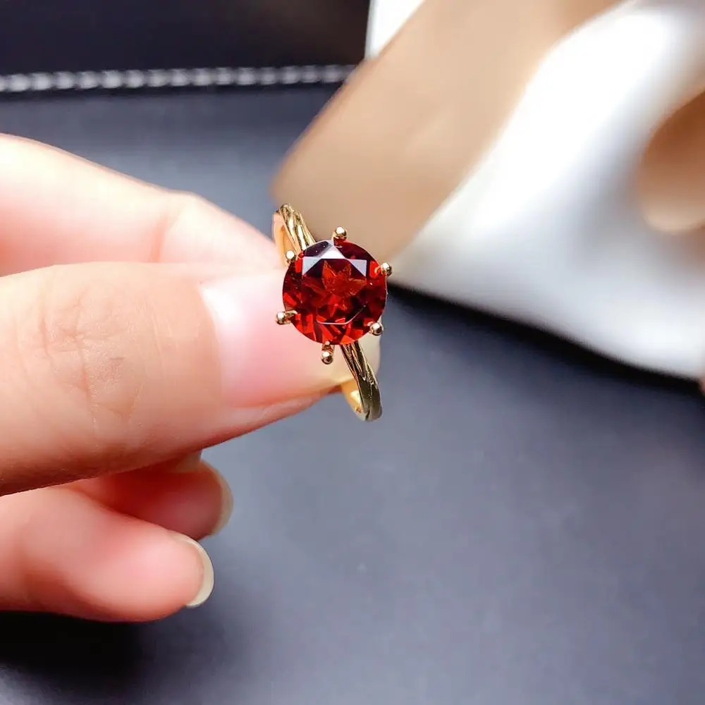 

SHILOVEM 925 silver natural red garnet rings open trendy party wholesale Fine women Birthday gift new 8*8mm mj0808757ags