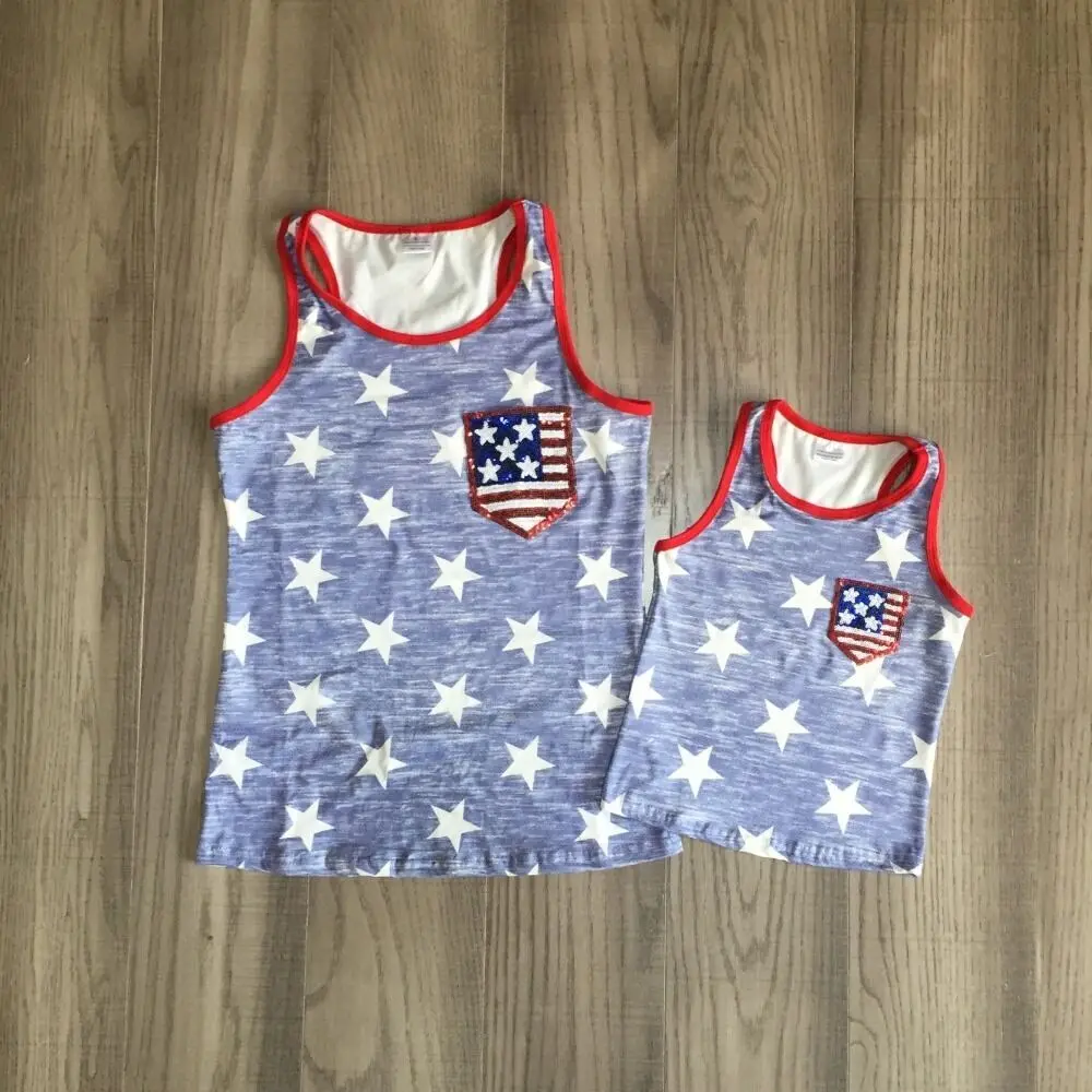 Мама Дочь 4 июля жилет девушки Звездные рубашки с принтом|Тройники| |