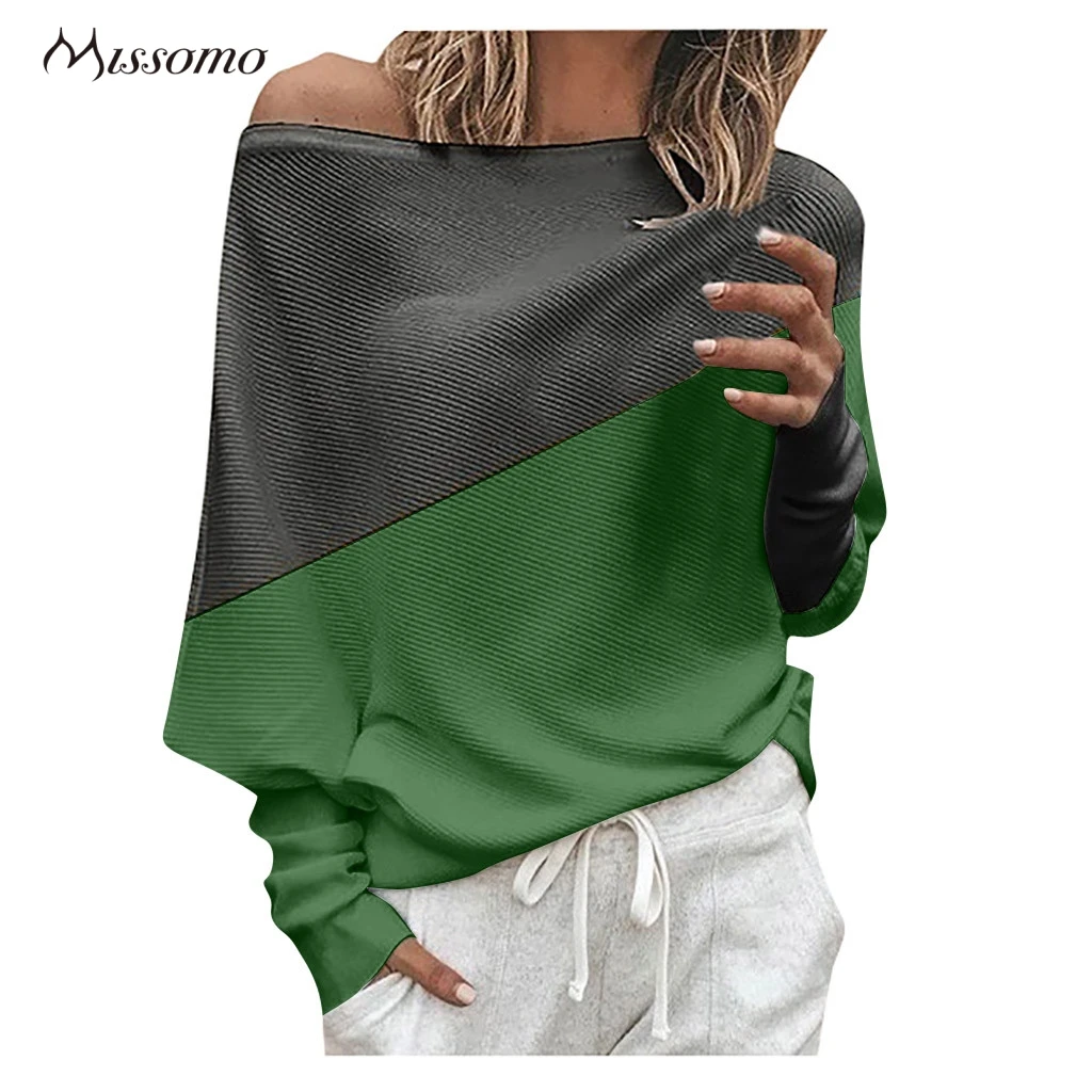 Женский трикотажный свитер MISSOMO Свободный пуловер с открытыми плечами и рукавами