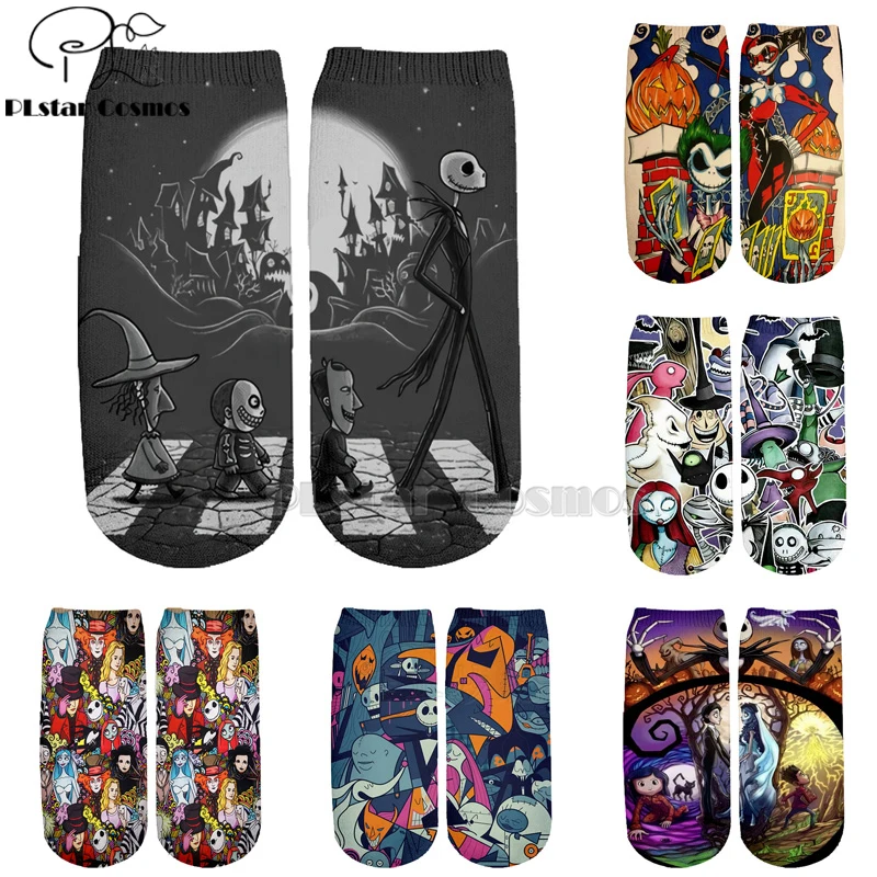 Хлопковые носки PLstar Cosmos nightster before christmas jack skellington разноцветные брендовые теплые короткие носки Хэллоуин-3