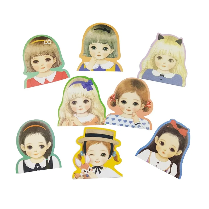 

free shipping 80pcs Kawaii Cute Half-length girl greeting card Writing Postcards Envelope Gift Card Message Card