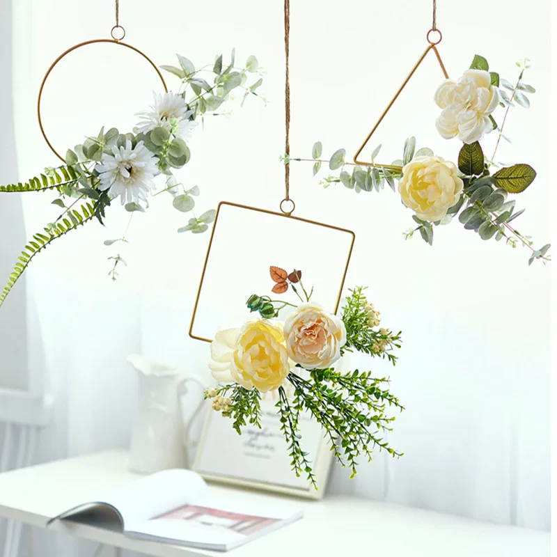 DIY ВЕНОК цветок кольцо стойка для дома дверь вечерние украшения золото металл