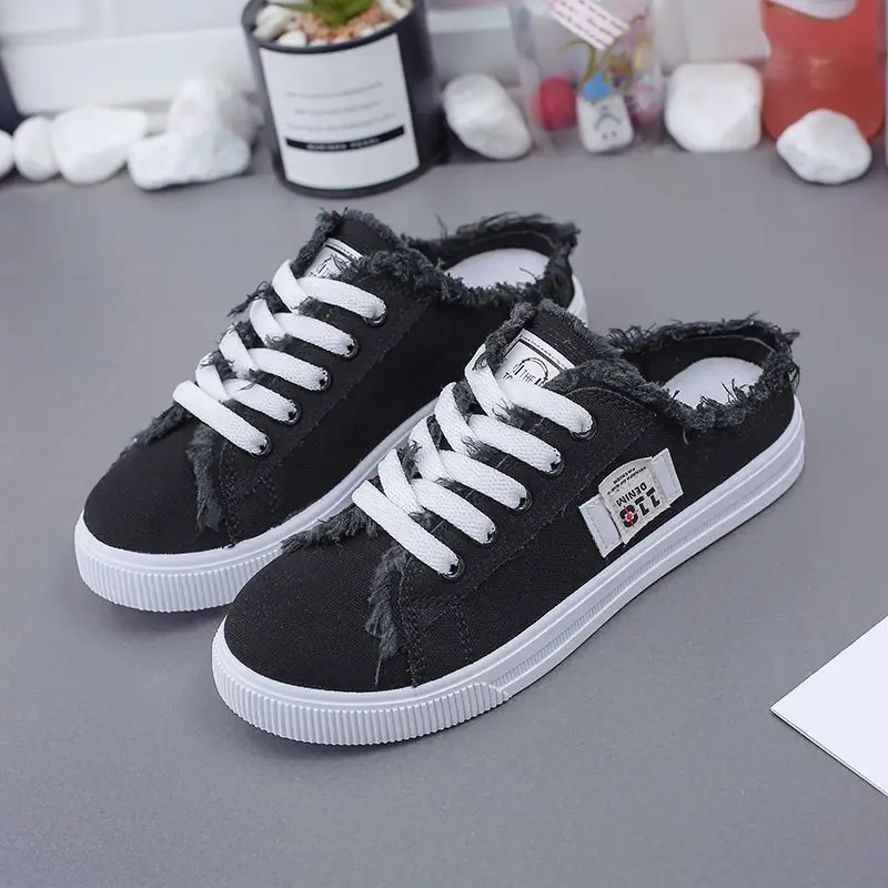 

New 2021 Spring Summer Women Canvas Shoes flat sneakers women casual shoes low upper lace up white shoes