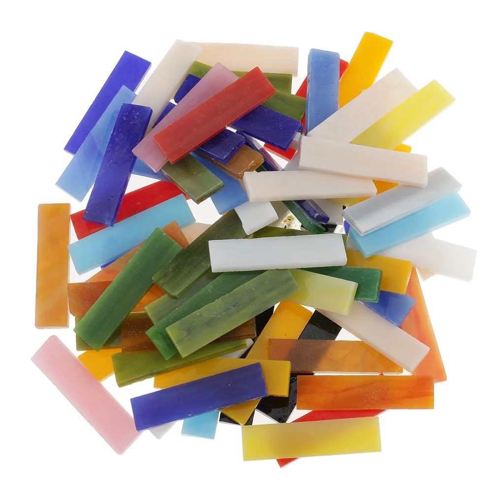 70pcs Assorted Color Rectangle Glass Mosaic Tiles Pieces DIY Crafts 10x40mm | Дом и сад