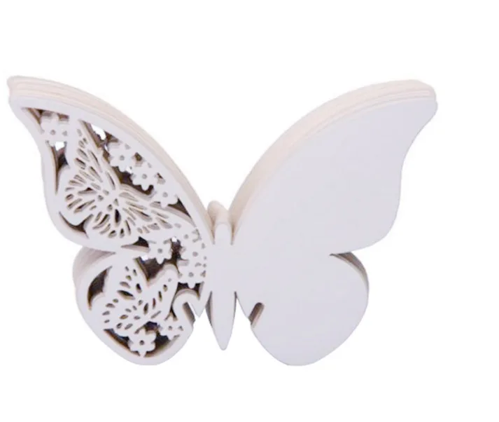 50 шт./лот белые синие фиолетовые розовые карточки с именем место бабочкой эскорт