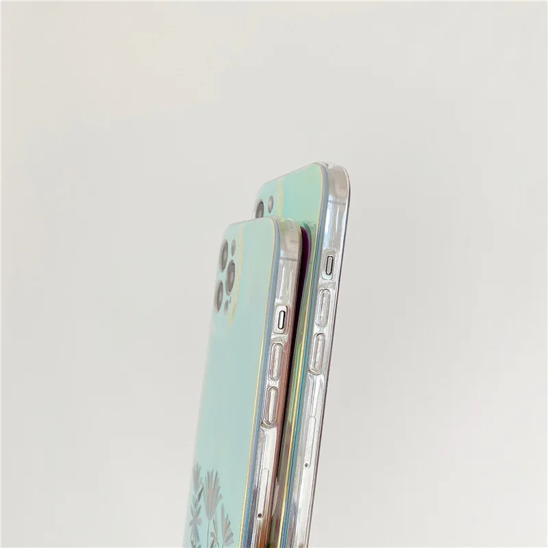 

Laser Gradient Flower Phone Case For iPhone 11 12 Pro Max 7 8 Plus X XR XS Max Back Cover Coque