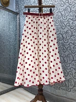 high quality new long skirts 2021 summer style women polka dot print belt deco casual a line elegant party club skirt vintage