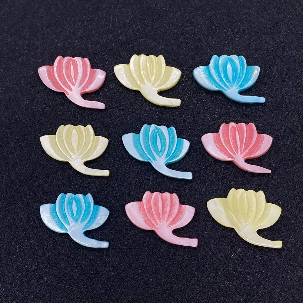 

Natural Shell Carving Lotus Pendant Dyed Shell Bead Multicolor Jewelry Accessories DIY Making Necklace Bracelet Earring Charm