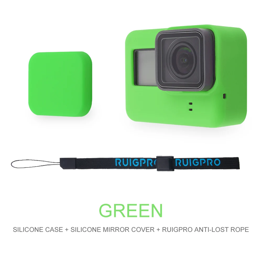 Green Аксессуары для Go Pro, чехол для экшн-камеры, защитный силиконовый чехол+ Крышка для объектива GoPro Hero 6 7 Black Hero 5, крепление для камеры - Цвет: Green