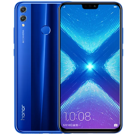Blue Смартфон Google Play Honor 8X8 X, 4 ГБ, 64 ГБ, Восьмиядерный процессор Kirin 710, двойная задняя камера 20 МП, многоязычный экран 6,5 дюйма, 1080x2340p - Цвет: Blue