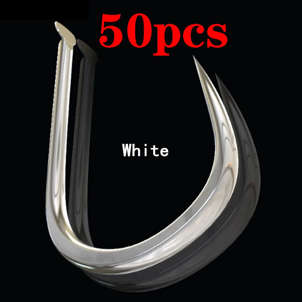 White50pcs 50 шт. 100 fishinghook с высоким содержанием углерода Сталь Карп Рыболовный крючок Без Бородки Морская рыбалка в пресных водоёмах, крючки, станок и non-анкерных рыболовных крючков - Цвет: White50pcs