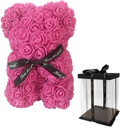 25cm with box 25 см День Святого Валентина Искусственный Красный мишка Роза цветок подарочная коробка для женщин плюшевый медведь кролик подарок - Цвет: 25cm with box