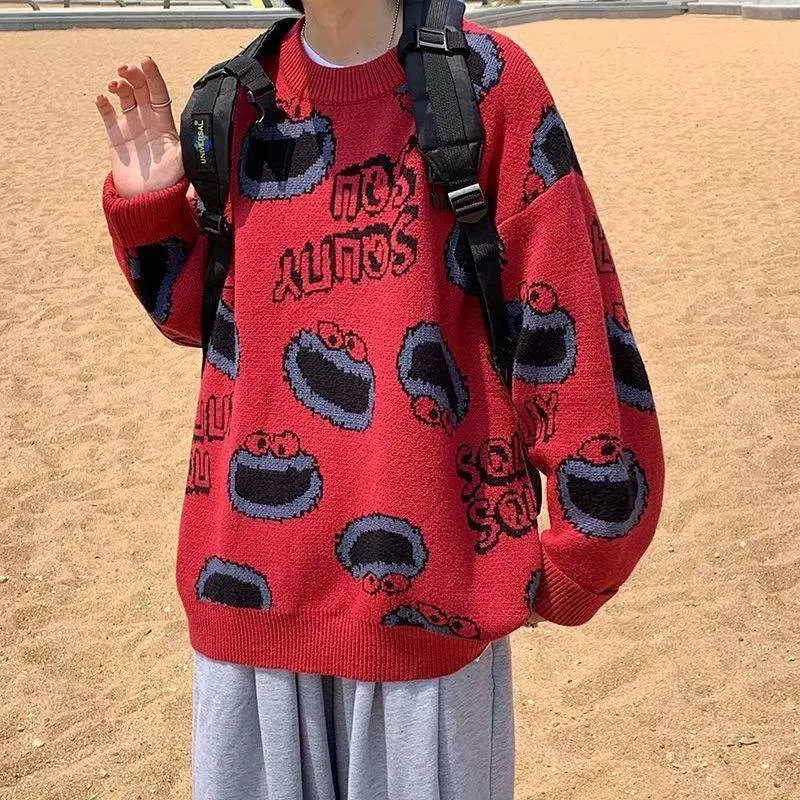 

Feynzo New Women Knit Sweater Spring Autumn Retro Hip Hop Pullovers Tops Female Oversize BF Couples Ladies Knitwear