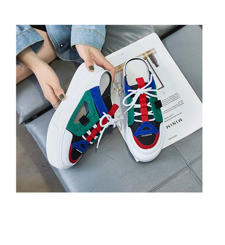 

mixed colors cut out loafers casual thick bottom platform mules woman spring summer muffins 2021 arrival slippers women N6-58