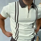 Мужская рубашка-поло на молнии, с коротким рукавом и отложным воротником