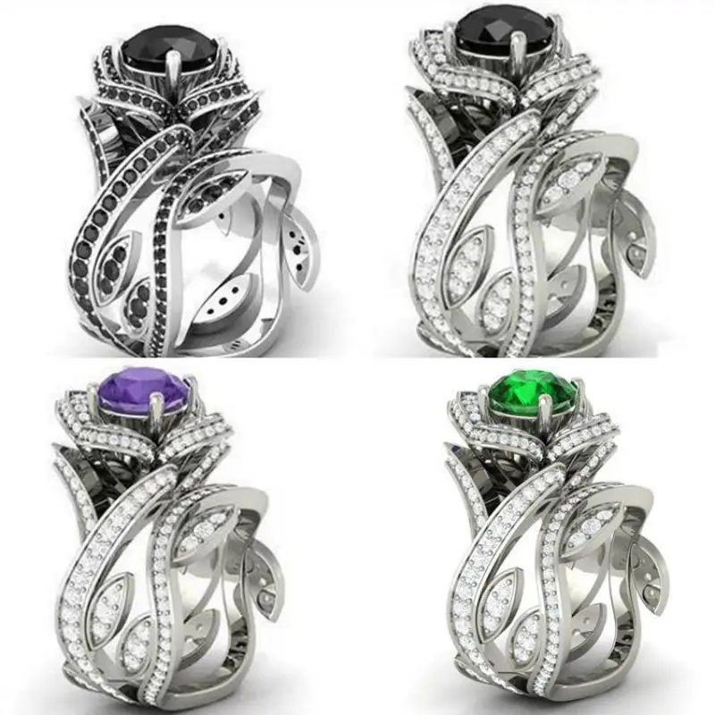 Романтическое циркониевое кольцо с цветком розы для женщин Свадебная вечеринка