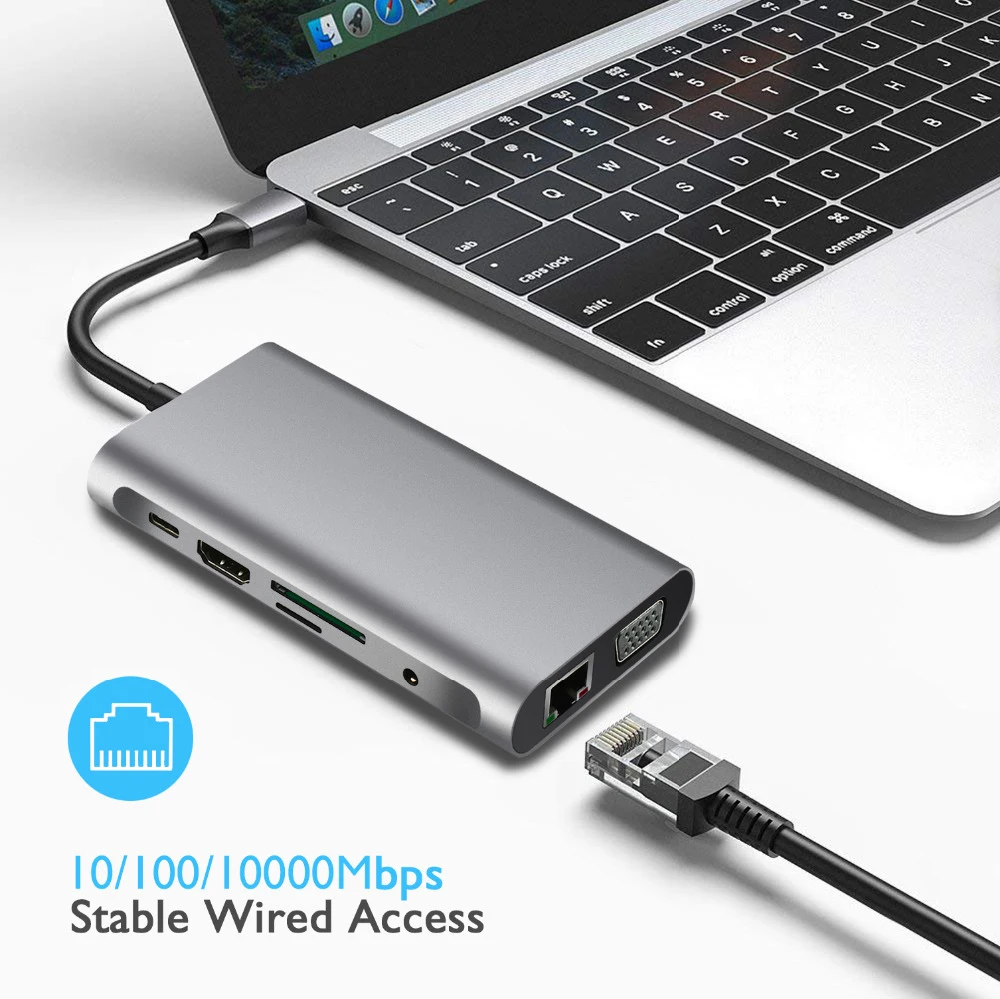Адаптер USB Type-C к RJ45 Gigabit Lan Ethernet HDMI 4K VGA кардридер SD TF внешний 3 0 аудио для MacBook Samsung
