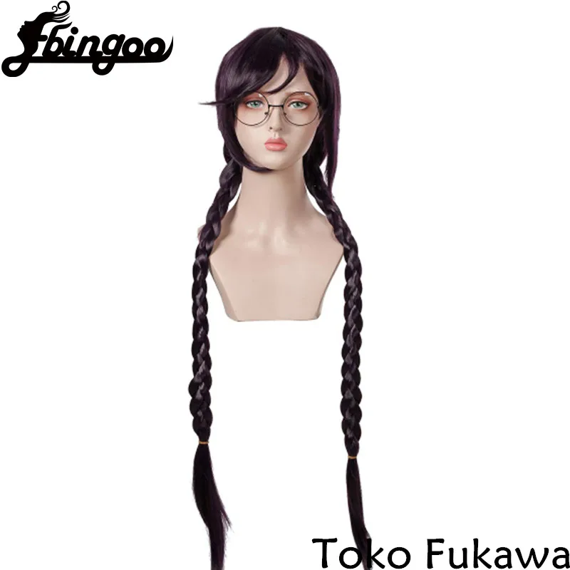Парик для косплея [ebingoo】danganronpa Dangan Ronpa Jack Fukawa длинный фиолетовый двойной плетеный