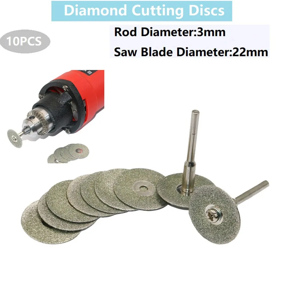 

10Pcs 22mm Diamond Cutting Disc Circular Saw Blade Grinding Wheel With 2 Connecting Rod For SDremel Rotary Tool