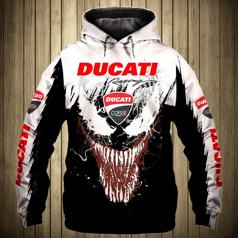 

Sudadera con capucha para hombre, con logotipo de moto Ducati, impresión Digital 3D, sudadera Harajuku de alta calidad, chaqueta