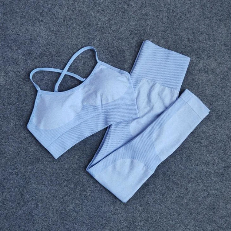 Бесшовный Набор для йоги одежда фитнеса спортивная с высокой талией женские