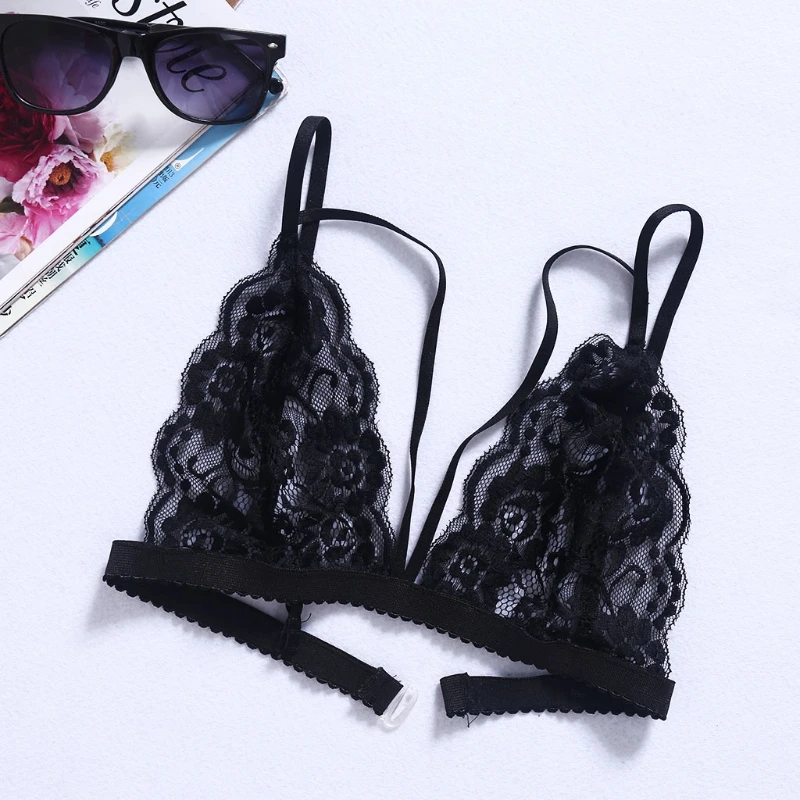 Woman Deep V Neck Sleeveless Lingerie Strappy Unpadded Bra Bralette Bustier X3UE
