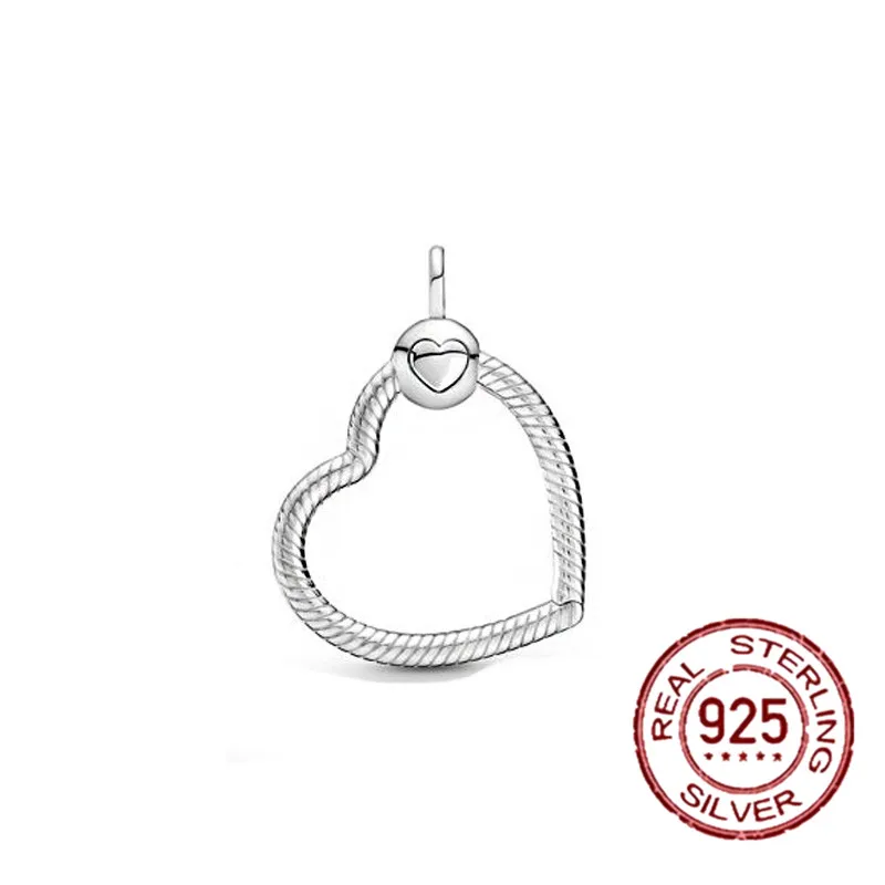 Серебряный шарм 925 пробы Серебряная цепочка узор сердце кулон Шарм для браслетов