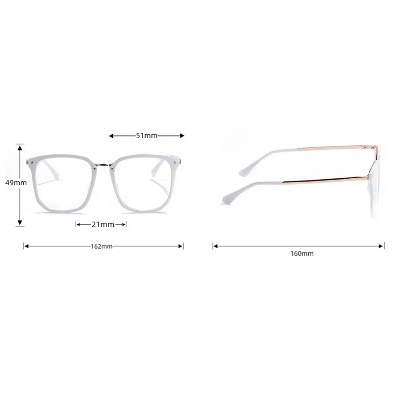 

Fashion Glasses Square Eye glasses Frames For Women Men Anti-Blue Oversized Frame Semi-Metal Square Flat Mirror Eyewear