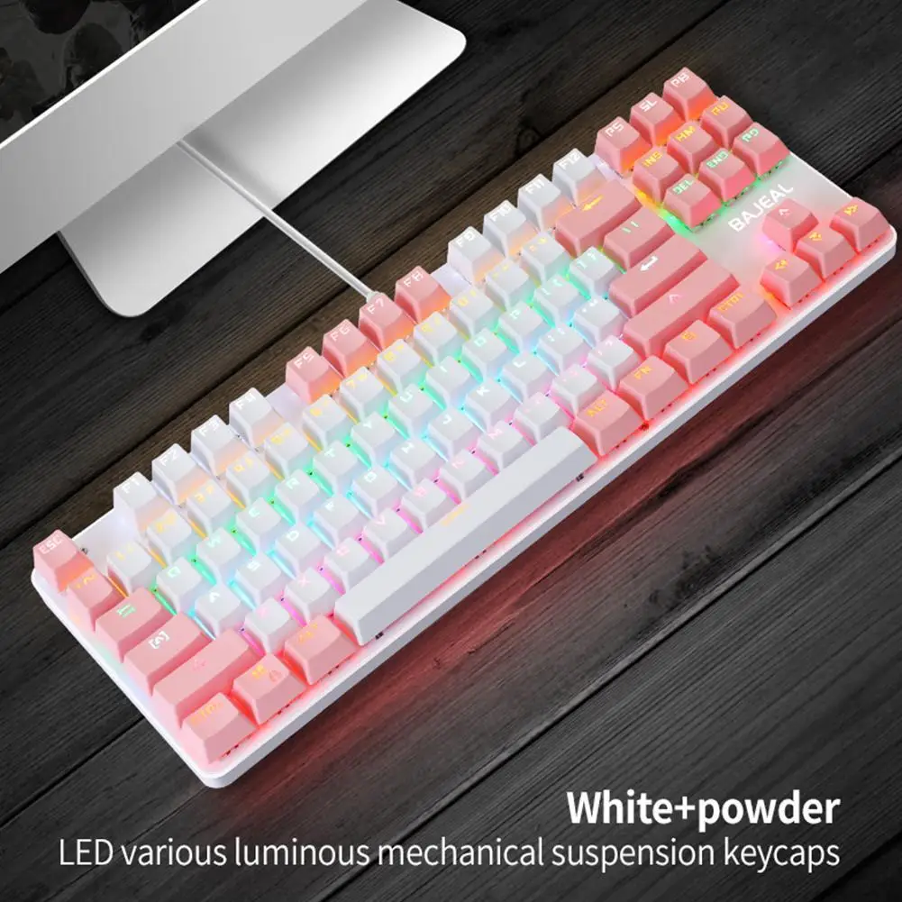 

Клавиатура Механическая ABS K100 с зеленой осью, игровая Проводная Usb клавиатура для ПК и ноутбука, 87 клавиш, два цвета, RGB-подсветка