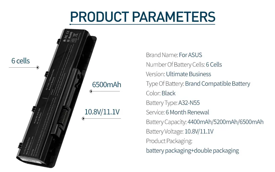 Goloolo 6 ячеек Аккумулятор для ноутбука ASUS A32-N55 N45 N45E N45SJ N45SN N45SL N55E N55SL N55S N75SF N75S N45F N55SF N75SJ N45J