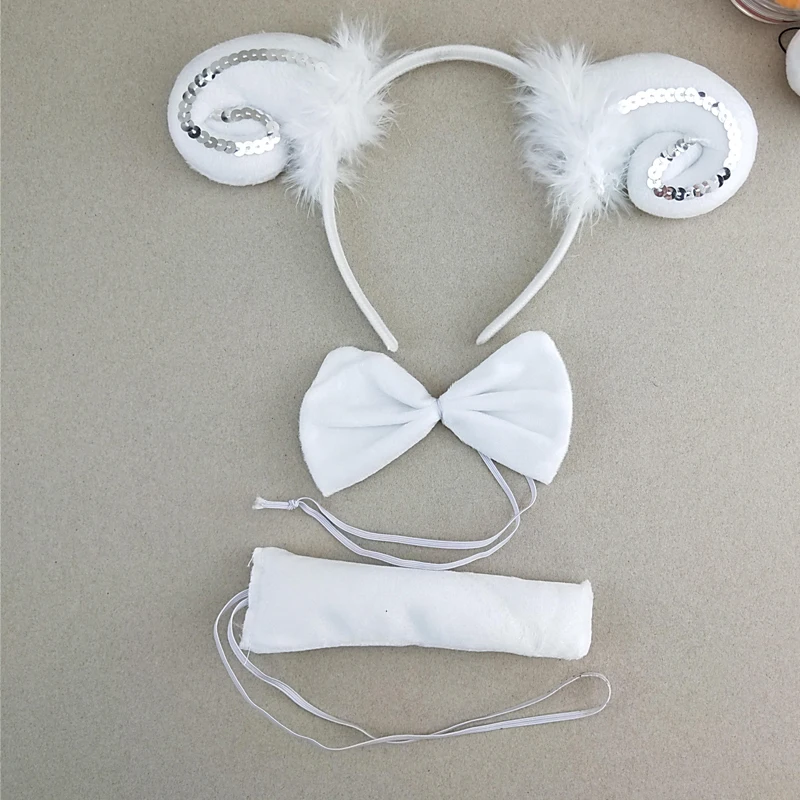 Women Girl Kids White Pink Goat Sheep Headband Tail Tie Skirt Tutu Animal Props Birthday Party Costume Christmas | Тематическая
