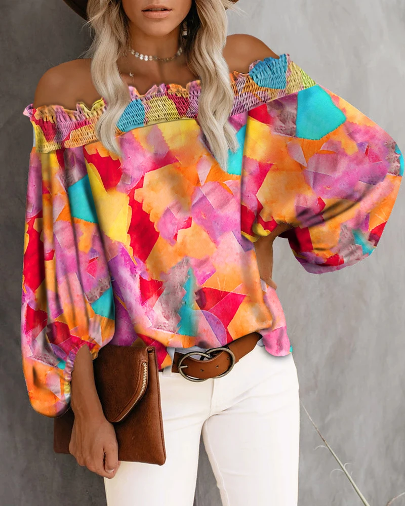 Women's long-sleeved printed cardigan, women's autumn new color printed striped top