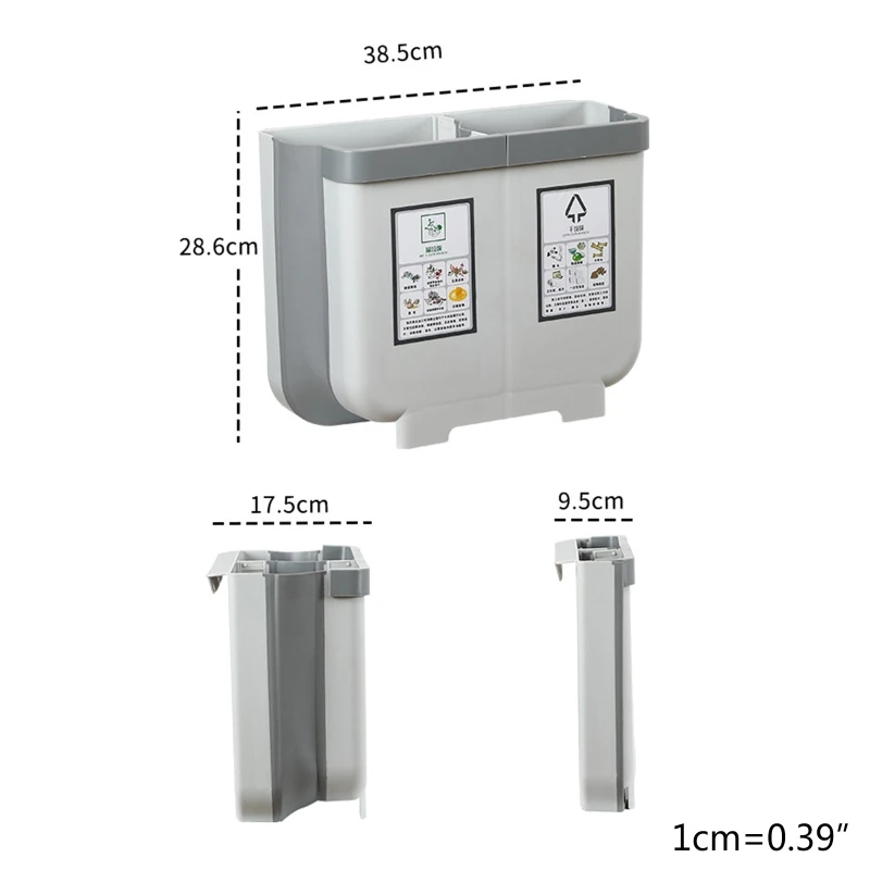 

Multipurpose Foldable Kitchen Hanging Bin Plastic Wall Mounted Rubbish 2 Trash Can for Kitchen Cupboard Door Bedroom