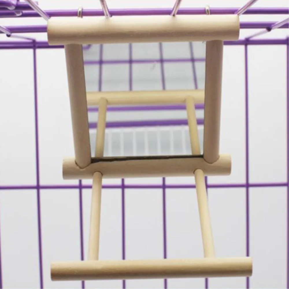 Деревянные игрушки для домашних животных с зеркалом забавная игрушка попугаев