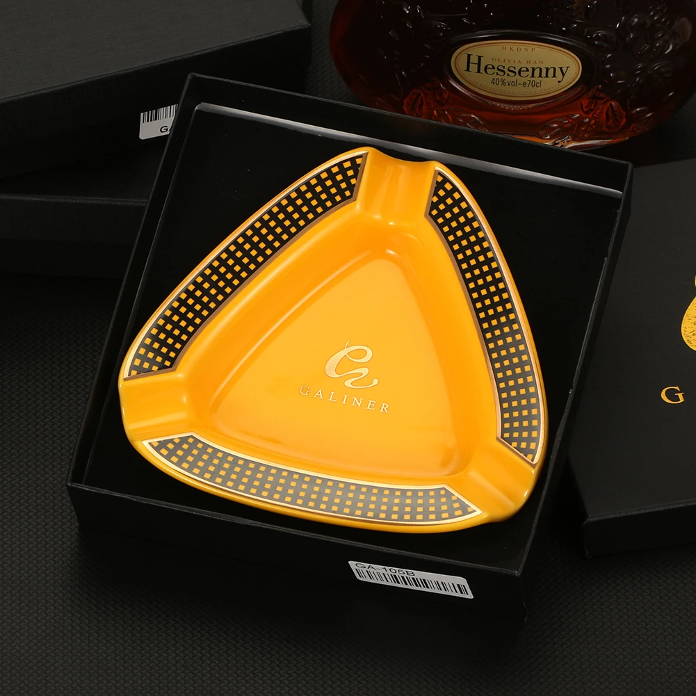 

GALINER Classic Cigar Ashtray Yellow Ceramic 1Pc Antislip Pocket Smoke Ciagr Accessories Tobacco Holder Outdoor Ashtray Stand