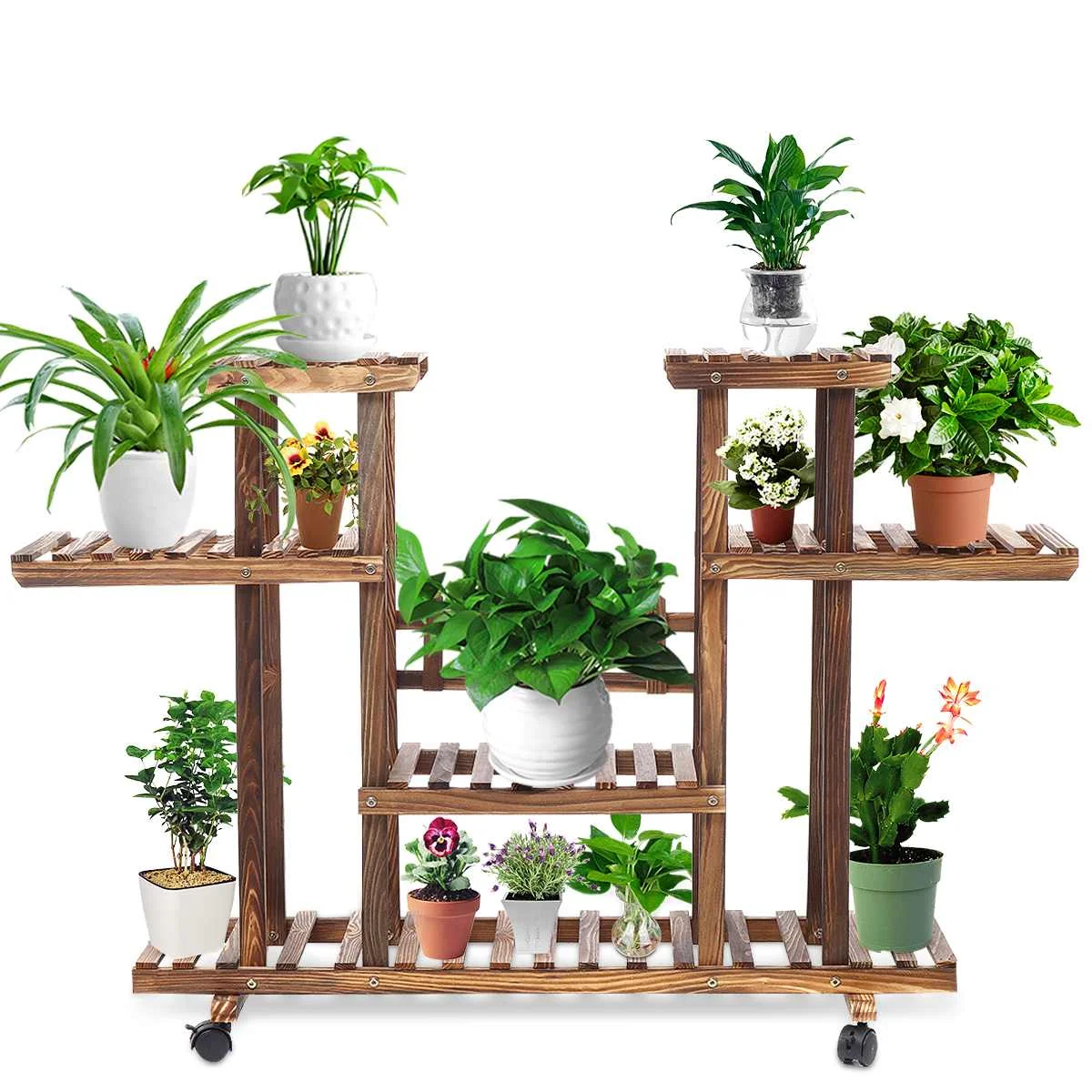 

6 Tiers Wooden Plant Rack Display Shelf Home Indoor Outdoor Yard Garden Patio Balcony Flower Planter Pot Stands 116*25*72cm