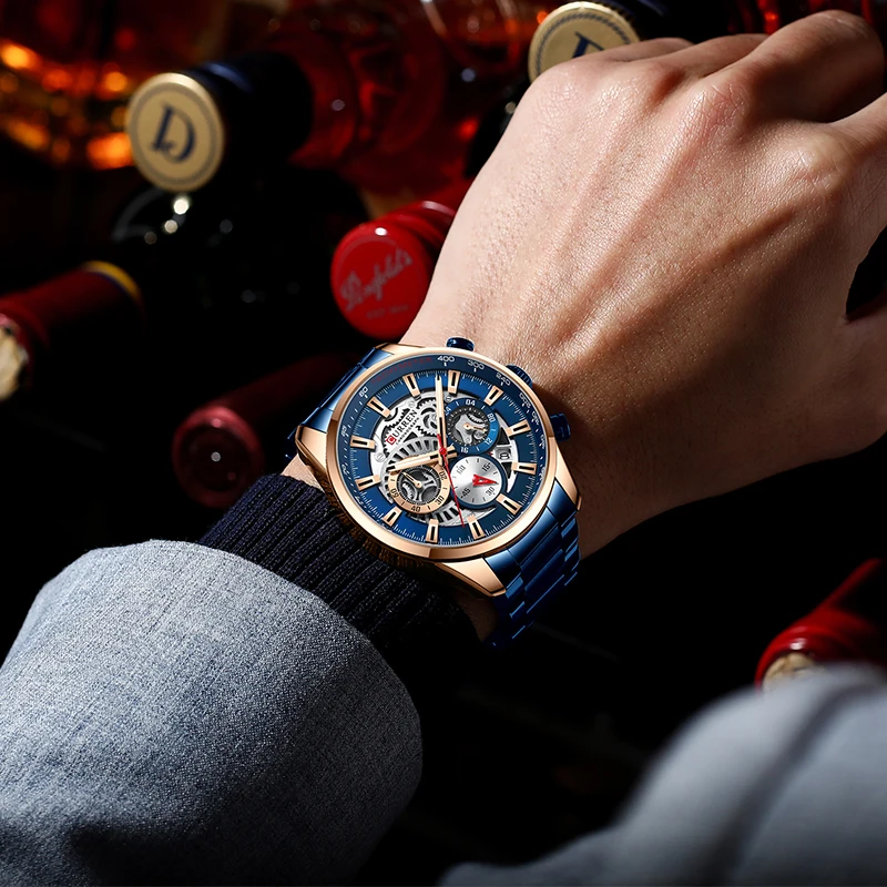 

2021 New CURREN Mens Watches Top Brand Fashion Business Waterproof Chronograph Quartz Watch Men Stainless Steel Sport Clock Male