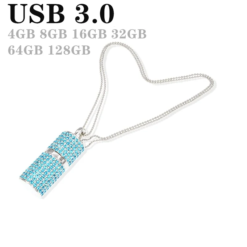 USB 3 0 1 кристалл ожерелье Usb флэш накопитель 128 ГБ Pendrive 16 Гб диск 32 г 64 256 Thumbdrives Memoria