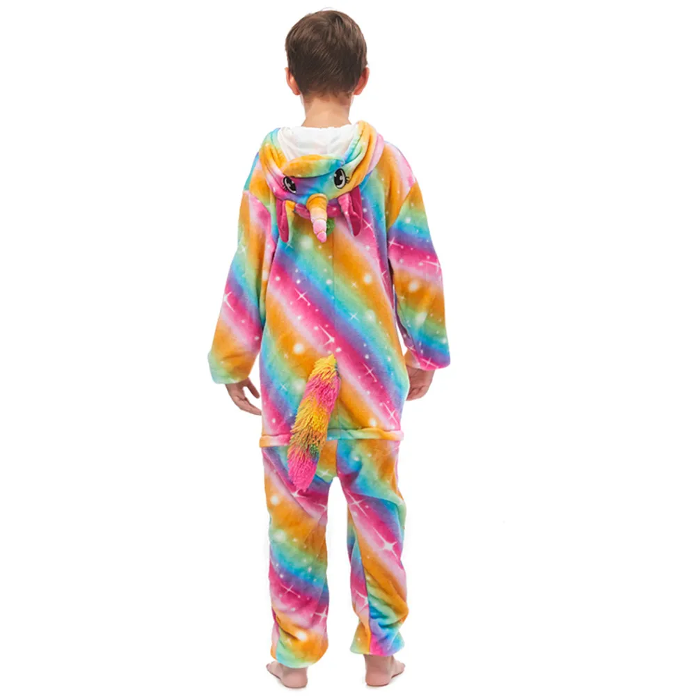 cosplay Winter kids Pajamas Rainbow Flannel Sleepwear Unisex Cute Monster Dinosaur Cartoon Animal Sets Kids Pyjamas |