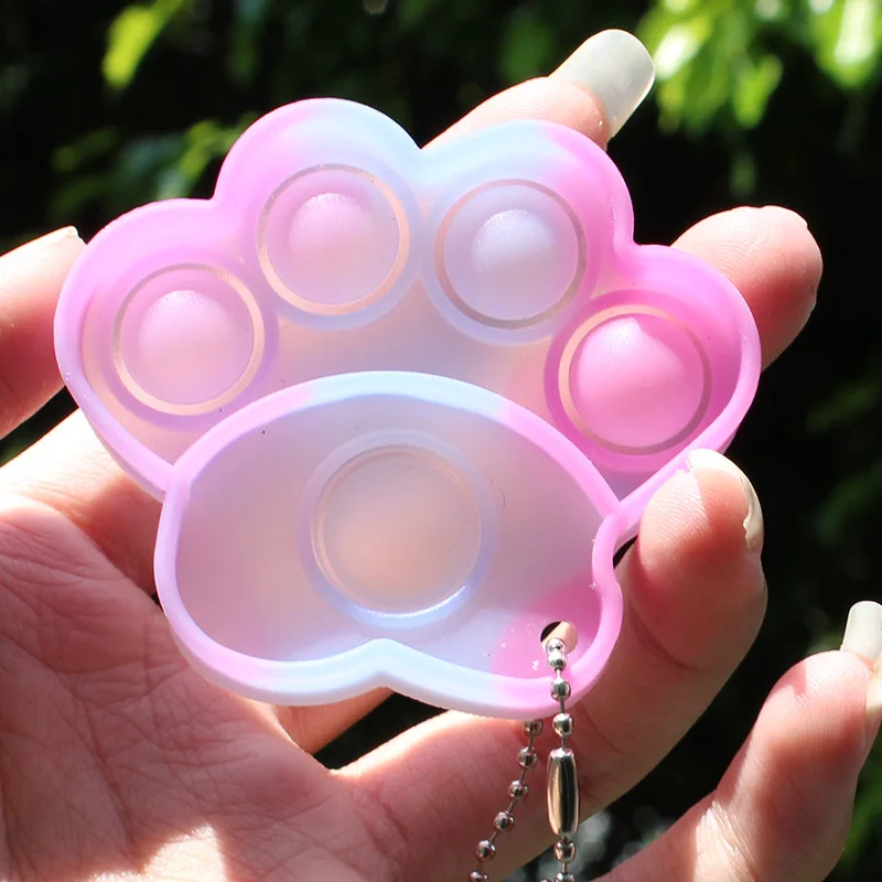 

Cute Bear Paw Cat Paw Squeeze Bubble Backpack Luminous Pea Pod Pendant Fidget Sensory Toy Suitable For Children With Autism ADHD