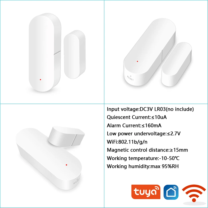 Смарт-детекторы открытия/закрытия двери Tuya Wi-Fi домашняя сигнализация