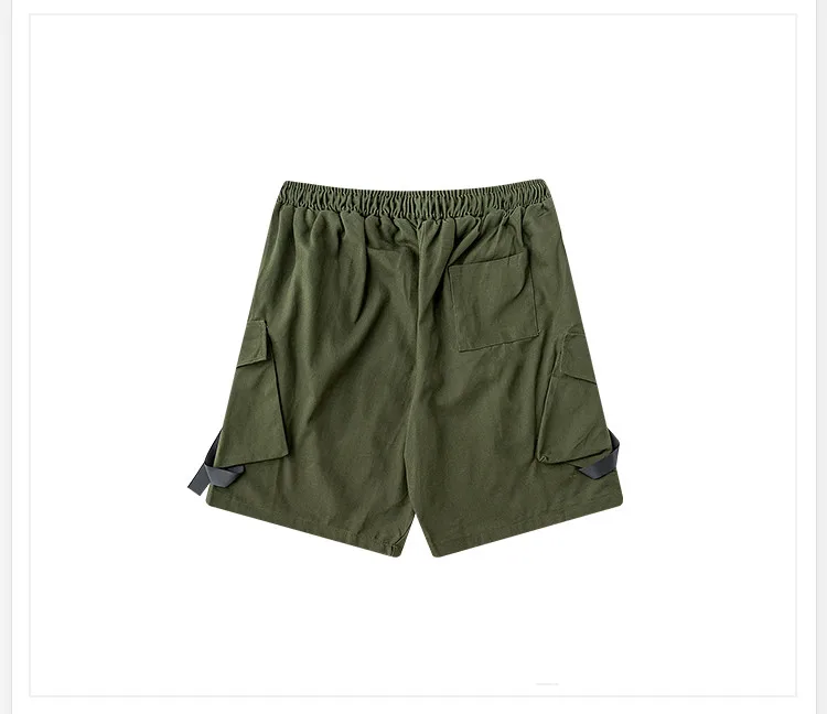Шорты карго мужские с карманами модные зеленые брюки в стиле Хай стрит уличная