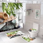Тихая струящаяся бамбуковая занавеска для душа, декоративная занавеска для ванной из полиэстера, занавеска для ванны с пьедесталом коврики для туалета крышкой